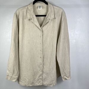 Spencer Tyler Beige Linen Long Sleeve Button Down Shirt size XL